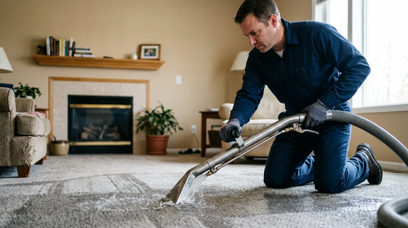 Water damage restoration technician working near Bellaire, MI